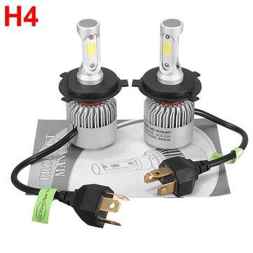 72W 8000LM COB LED Car Headlights Bulbs Fog Lamps H4 H7 H11 9005 9006 6500K White 2PCS (TYPE: H4)