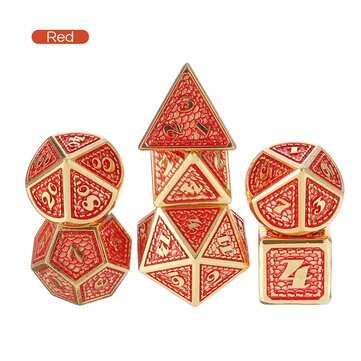 7pcs/set Metal Dice Creative Polyhedral Role Playing Table Game (COLOR: RED)