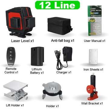 8/12/16 Line 360 3D Line Laser Level Green Light Self Leveling Cr... (PLUG: EUPLUG | TYPE: 12LINE)