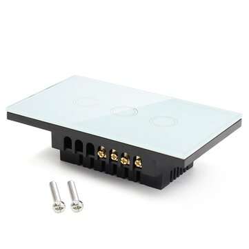 ABS 1 Way 3 Gang Crystal Glass Remote Panel Touch LED Switches Controller (COLOR.: WHITE)