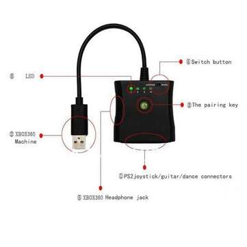 Adapter Cable Convertor for PS2 Controller/Wheel To for XBOX 360