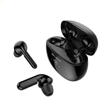 AWEI T15P TWS bluetooth 5.0 Earphone Wireless HiFi Stereo Digital Display Touch C... (COLOR.: BLACK)
