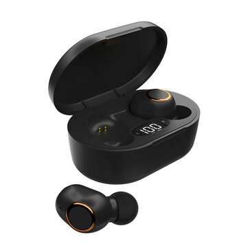 Bakeey K1 TWS LED Digital Display Wireless bluetooth 5.0 Headset Smart Touch Water... (COLOR: BLACK)