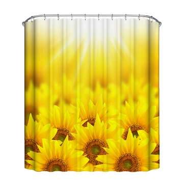 Bathroom Shower Curtain Sunflowers Print Durable Waterproof Bath C... (MAT PACKAGE: 1*SHOWERCURTAIN)