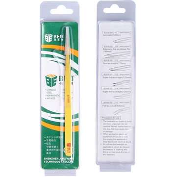 BEST BST-168H High Quality 202 Gold-plated Stainless Steel Eyelash Extension Pointed Tweezer