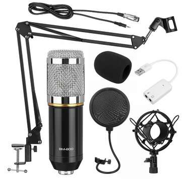 BM800 Pro Condenser Microphone Kit Studio Suspension Boom Scissor Arm Stand with ... (COLOR: SILVER)