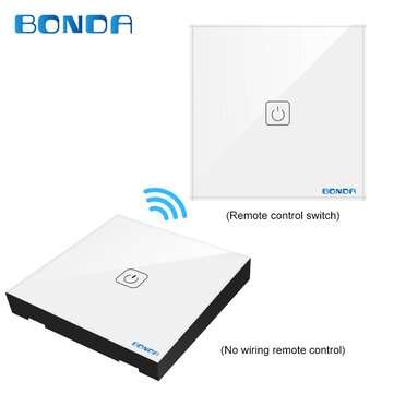 BONDA WIFI 433RF Remote Control Touch Switch 1Way 2Way 3Way Wall Touc... (COLOR.: WHITE | WAY: 3WAY)