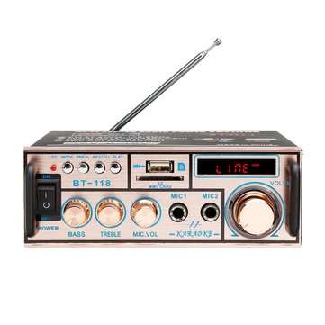 BT-118 bluetooth 2x10W Bass HIFI Lossless Amplifier 220V EU With Remote Control Support FM Memory Ca