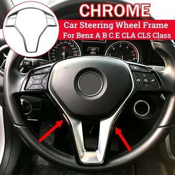 Car Steering Wheel Decorative Frame Stickers For Benz A B C E CLA CLS Class (COLOR.: CHROME)