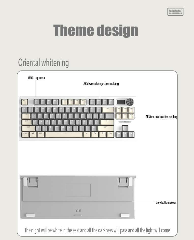 LANGTU LT84 Mechanical Luminous Keyboard, Style: Wireless Tri-mode Monochrome Gold Shaft (Dawn)