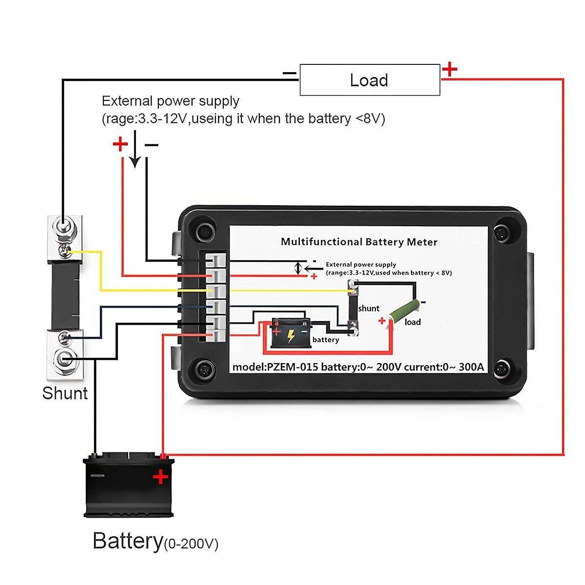 DC 0-200V Voltage Current Battery Tester, Specification: PZEM-015 with 200A Shunt