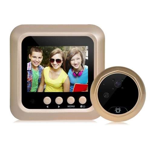 W5 2.4 inch Screen 2.0MP Security Camera No Disturb Peephole Viewer Doorbell, Support T ... (Gold)