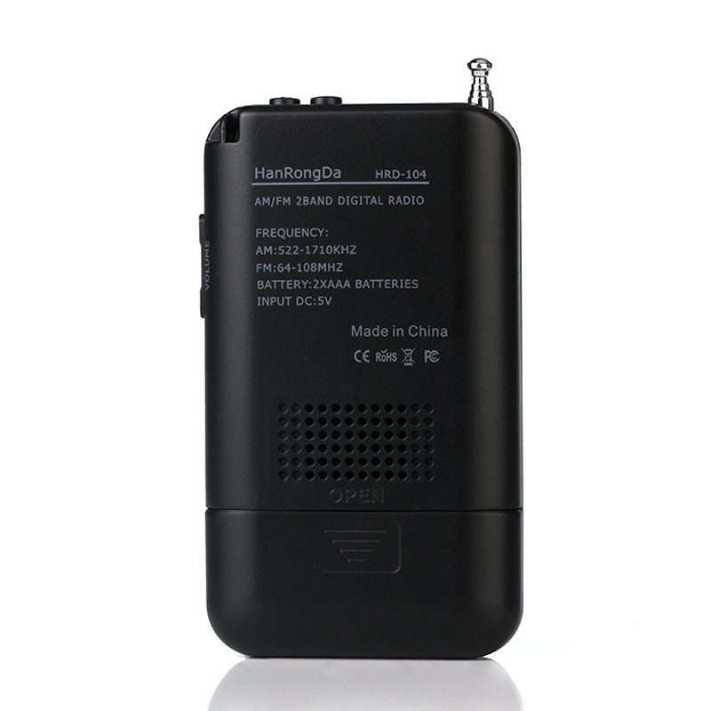 HRD-104 Mini Portable FM + AM Two Band Radio with Loudspeaker(Black)