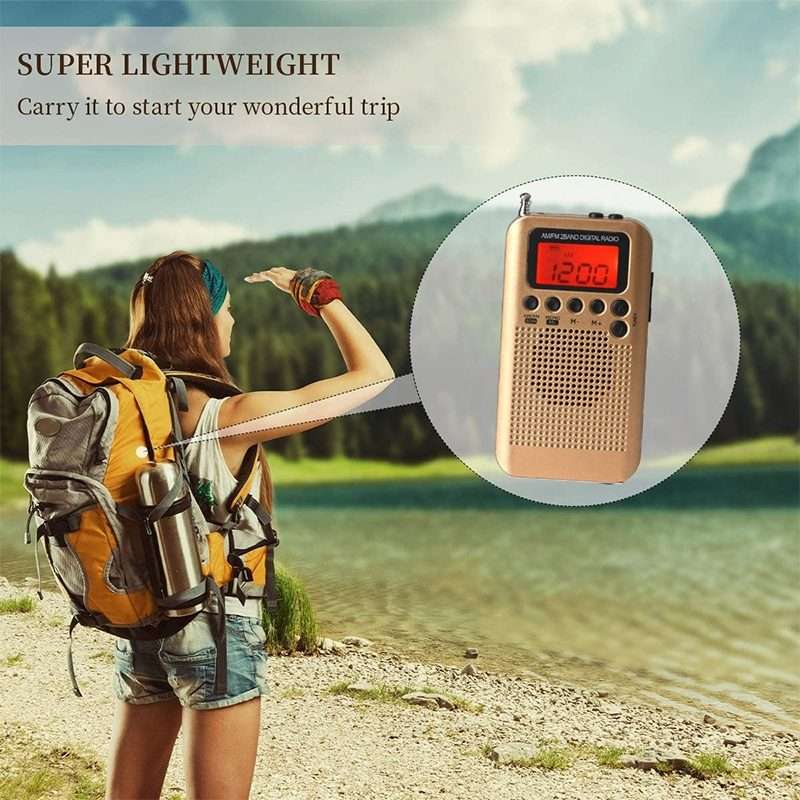 HRD-104 Mini Portable FM + AM Two Band Radio with Loudspeaker(Grey)