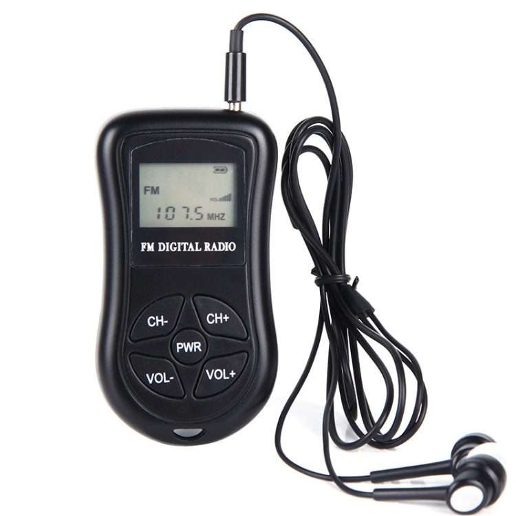HRD-107 DSP Digital Display Portable Stereo FM Radio with Headset(Black)