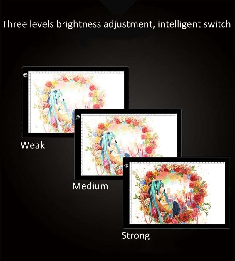 A4 Size 5W 5V LED LED Stepless Dimmable Acrylic Copy Boards for Anime Sketch Drawing Sketchpad, wi