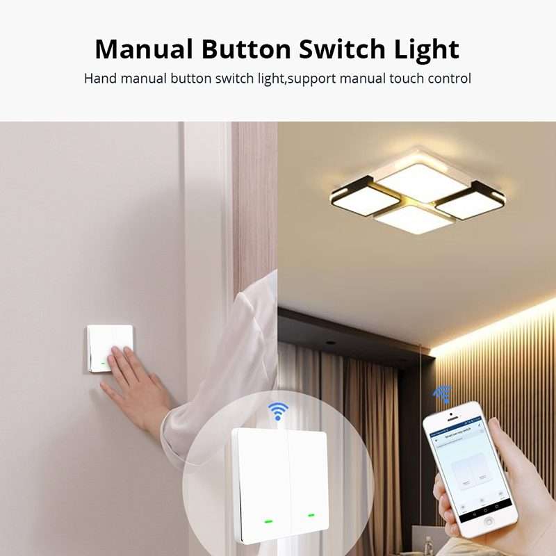 2 Buttons Intelligent Switch Smart Wall Switch (White)
