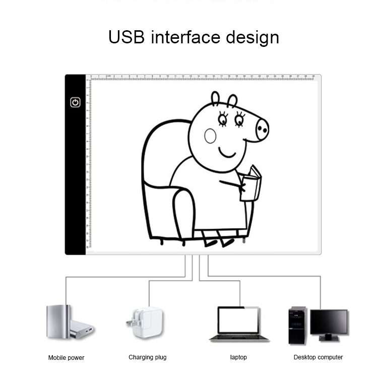 3.5W 5V LED USB Three Level of Brightness Dimmable A4 Acrylic Scale Copy Boards Anime Sketch Drawi