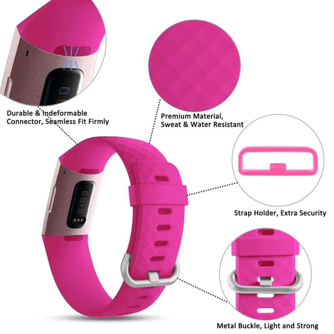 Diamond Pattern Adjustable Sport Watch Band for FITBIT Charge 2, Size: S, 10.5x8.5cm(Coffee)