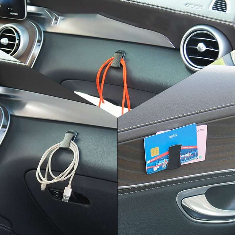 2 Pair Adhesive Car Mini Hook Card Holder
