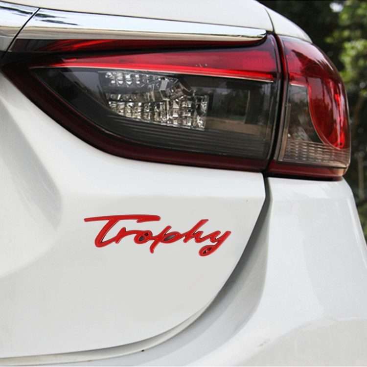 Car TROPHY Personalized Aluminum Alloy Decorative Stickers, Size: 11.5x2.5x0.35cm (Red)