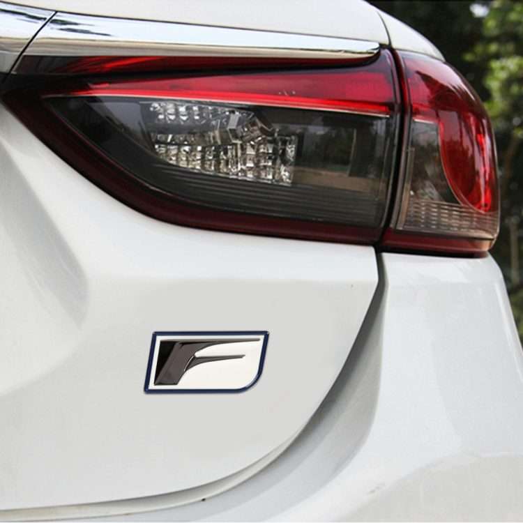 Car F Pattern Aluminum Alloy Personalized Decorative Stickers, Size:7.5x3.5x04cm (Black White)