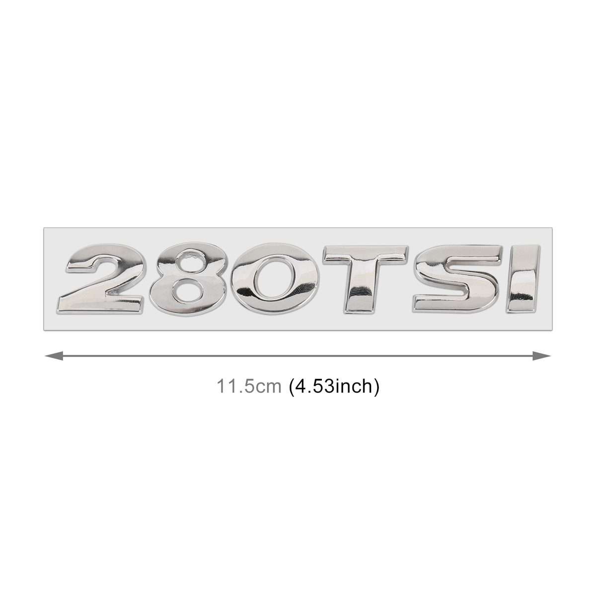 Car 280TSI Pattern 3D Metal Personalized Decorative Stickers, Size: 11.5x2.5x0.5cm (Silver)