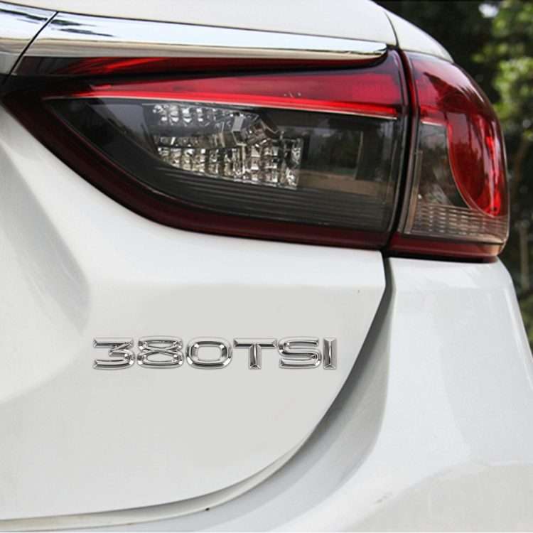 Car 380TSI Electroplated 3D Metal Personalized Decorative Stickers, Size: 15x2.5x0.5cm (Silver)