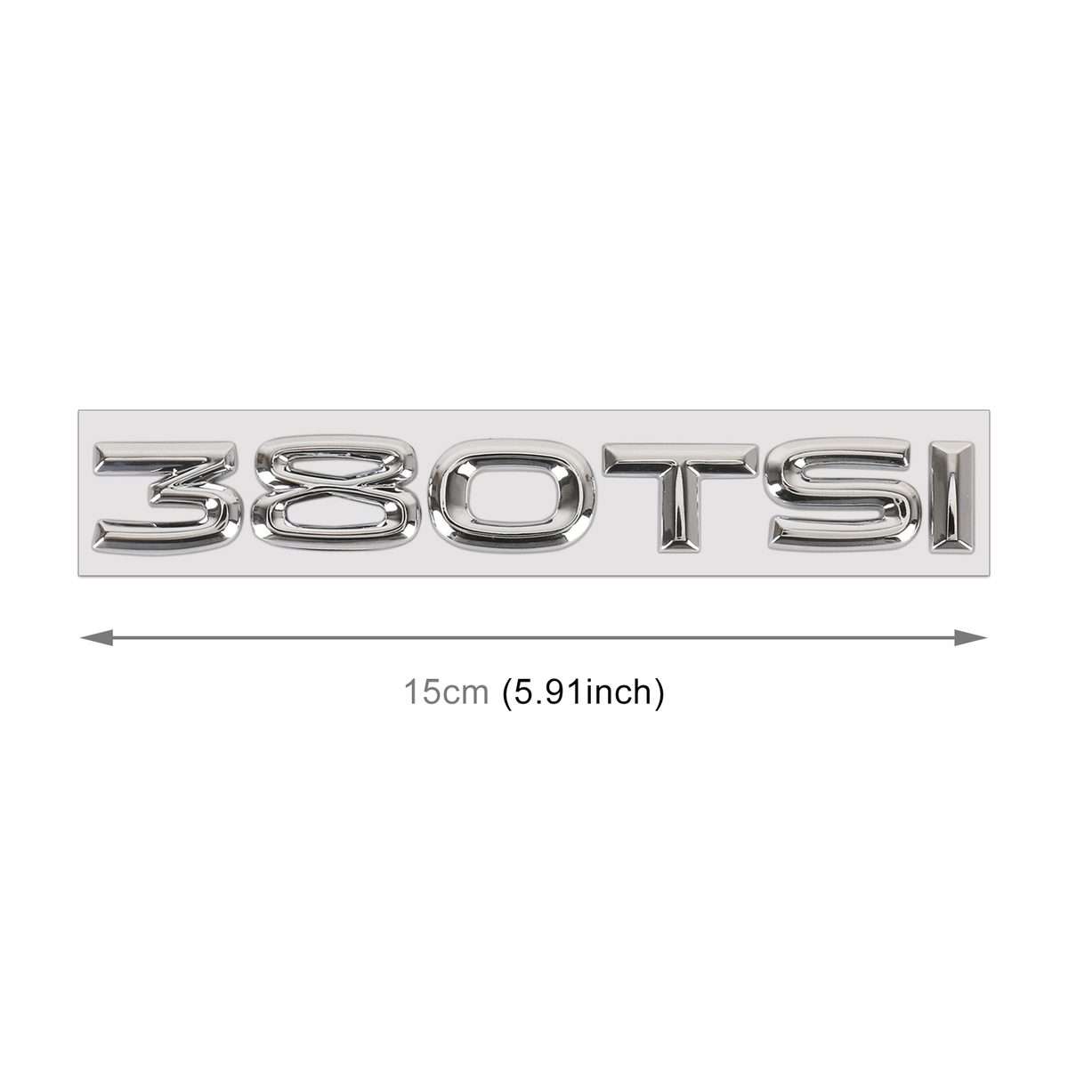 Car 380TSI Electroplated 3D Metal Personalized Decorative Stickers, Size: 15x2.5x0.5cm (Silver)