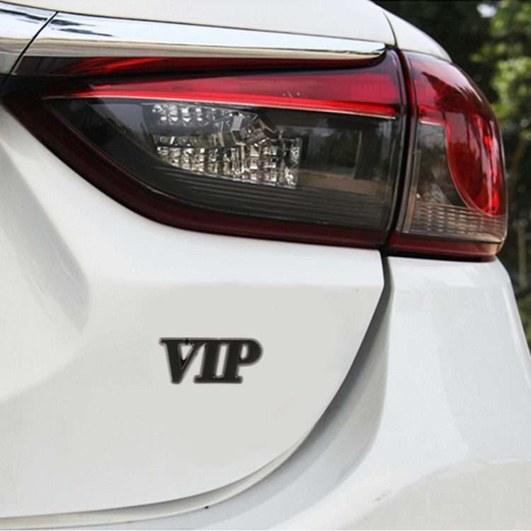 Car One-Piece VIP Metal Personalized Decorative Stickers, Size: 5.5x2.5x0.5cm (Black)