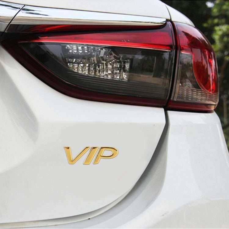 Car Split VIP Metal Personalized Decorative Stickers, Size: 7.5 x 3 x 0.5cm (Gold)