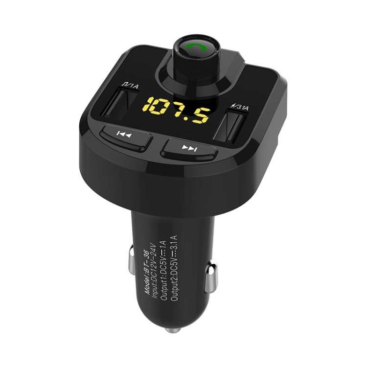 Bluetooth FM Transmitter Wireless In-Car Radio Adapter Music Player Hands-Free Calling Car Kit