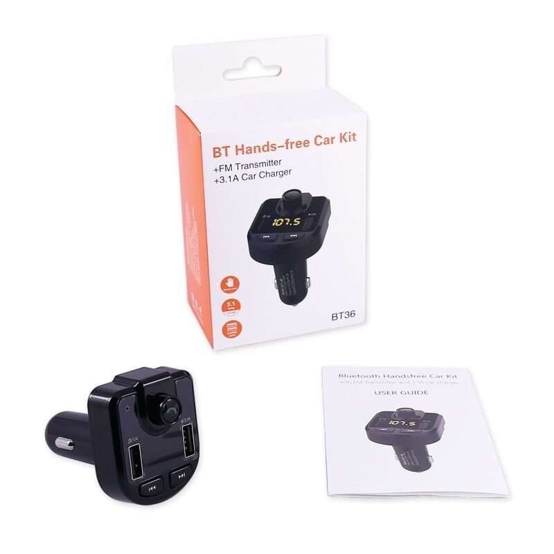 Bluetooth FM Transmitter Wireless In-Car Radio Adapter Music Player Hands-Free Calling Car Kit