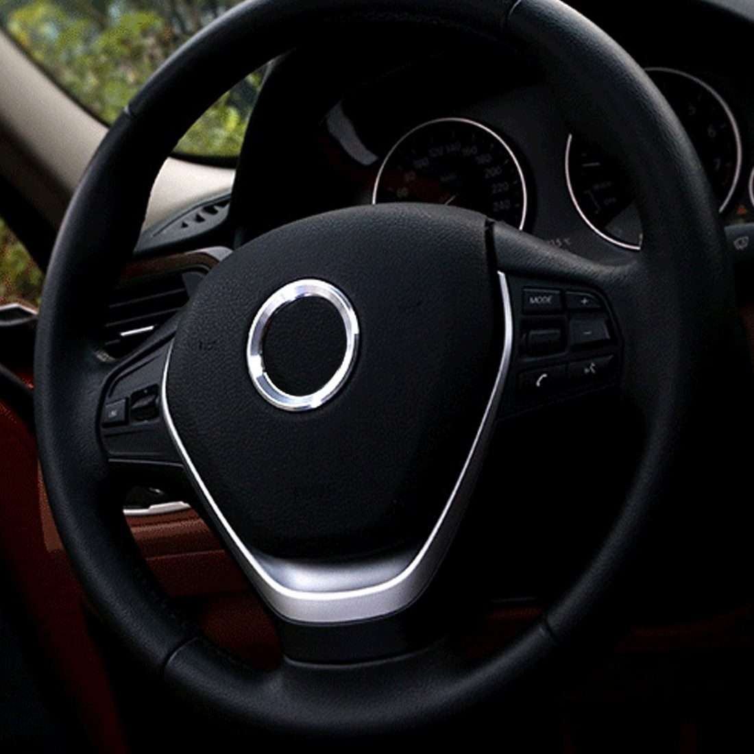 Car Aluminum Steering Wheel Decoration Ring For BMW(Silver)