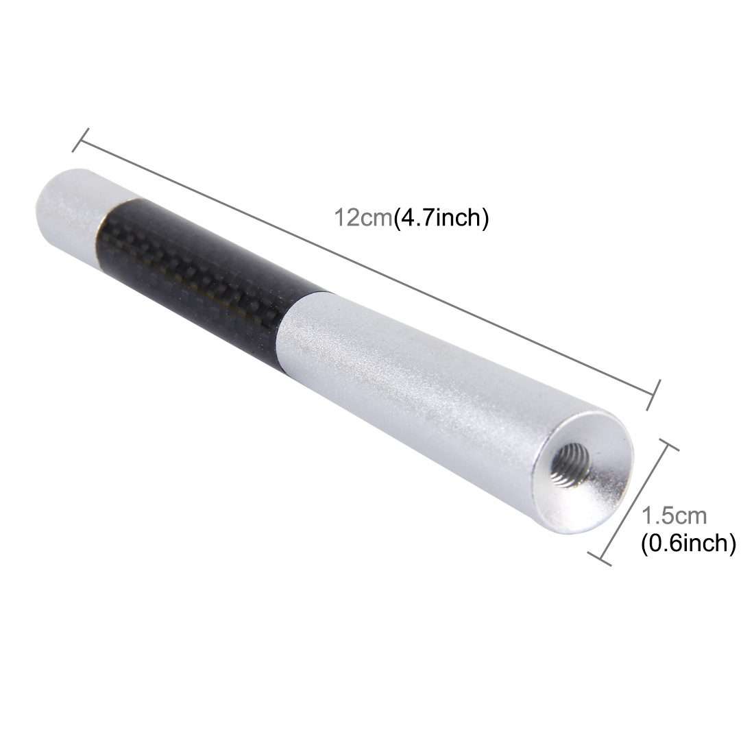 Carbon Fiber Aluminum Short Antenna Polished Universal Screws Base(Big Size)(Silver)