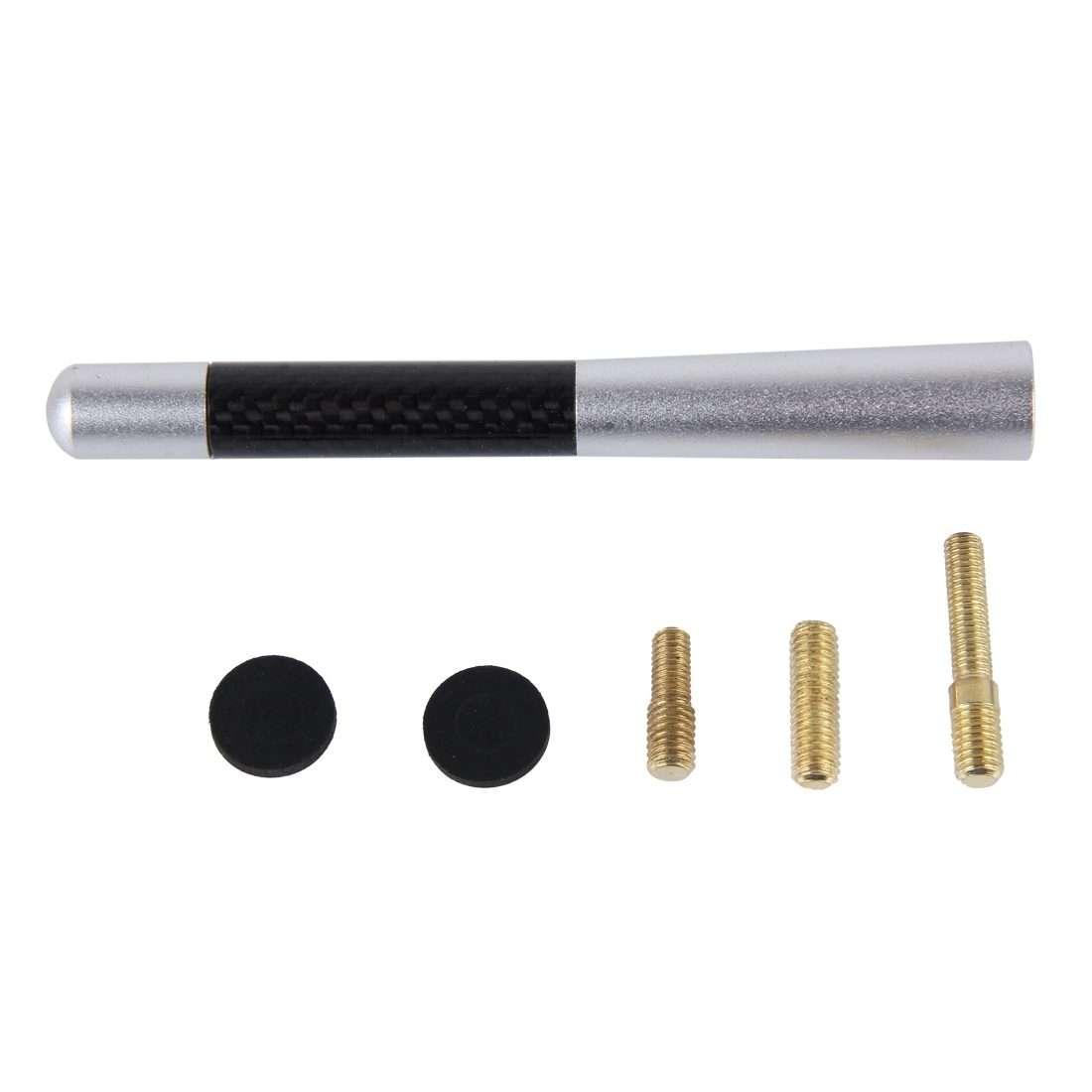 Carbon Fiber Aluminum Short Antenna Polished Universal Screws Base(Big Size)(Silver)