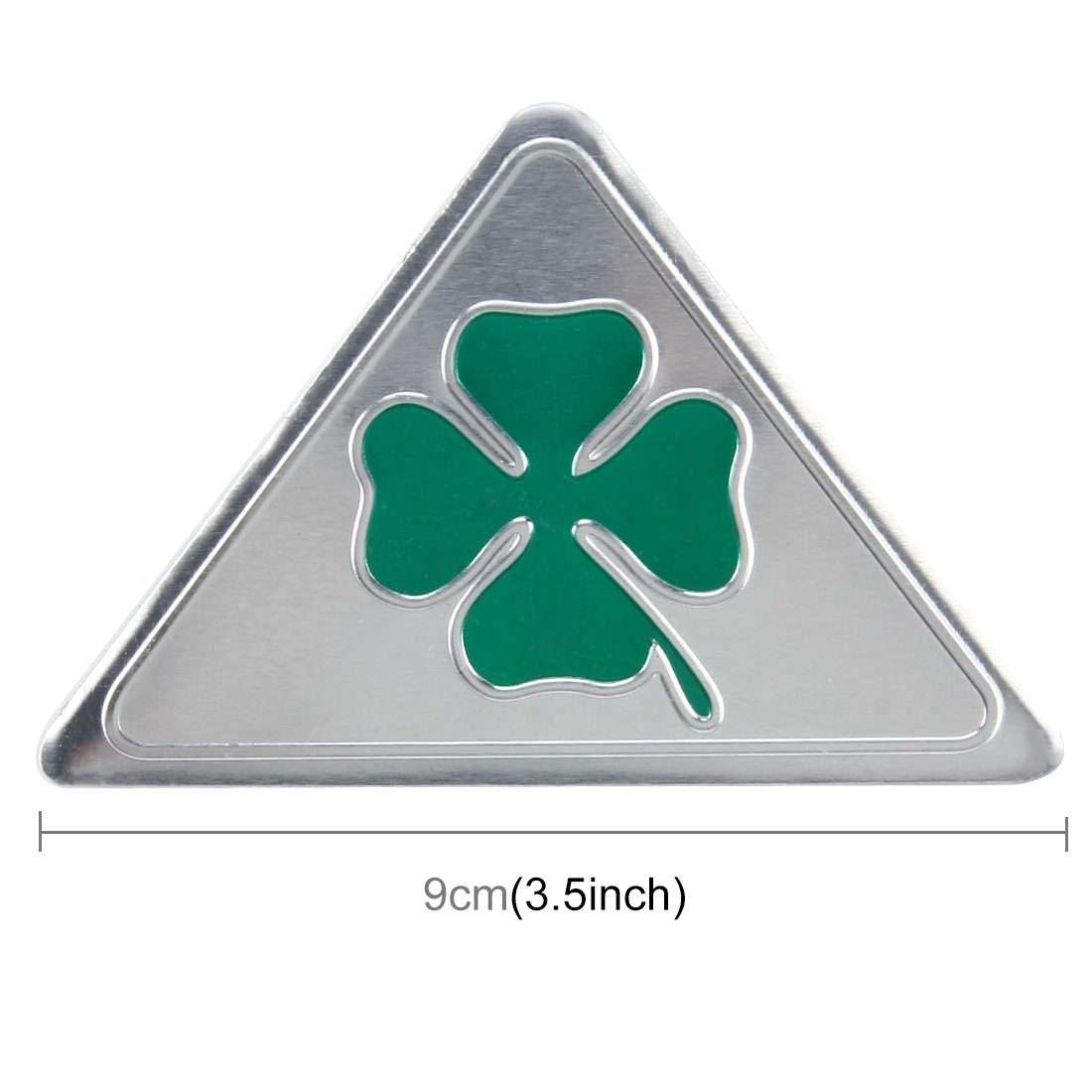 Four Leaf Clover Herb Luck Symbol Aluminum Slim Triangle Badge Emblem Labeling Sticker Styling Car