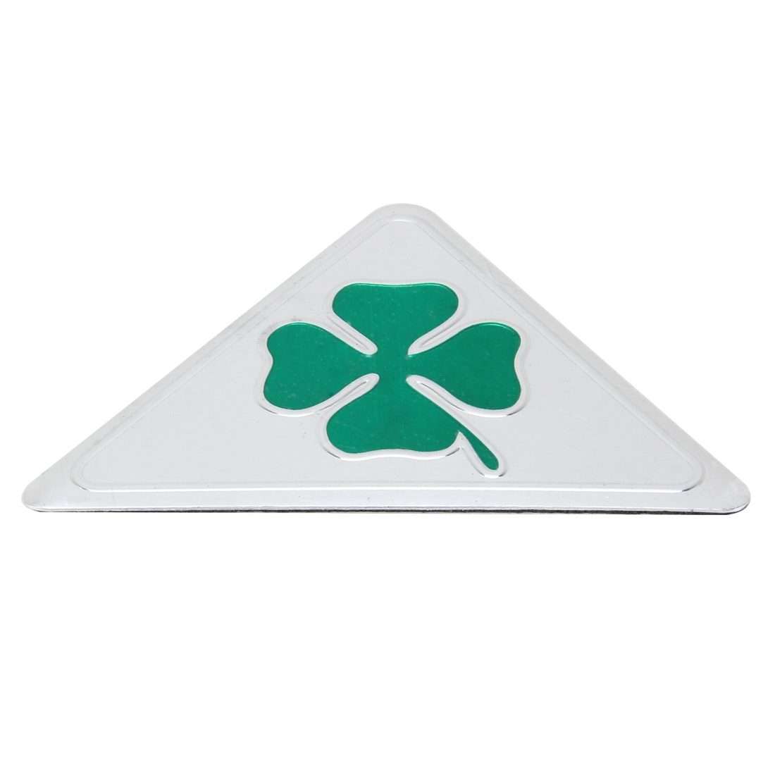Four Leaf Clover Herb Luck Symbol Aluminum Slim Triangle Badge Emblem Labeling Sticker Styling Car