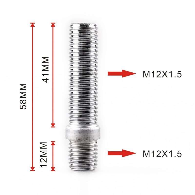 20 PCS 5.8cm Universal Car Modification Extended Wheels Stud Conversion M12x1.5 to M12x1.5 Screw A