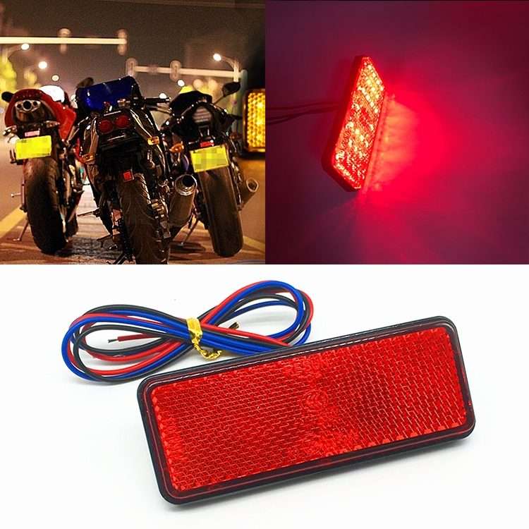 2 PCS Motorcycle Car Trailer DC 12-15V 24-LED Indicator Lamp Reflector Rectangle Marker ... (Red)