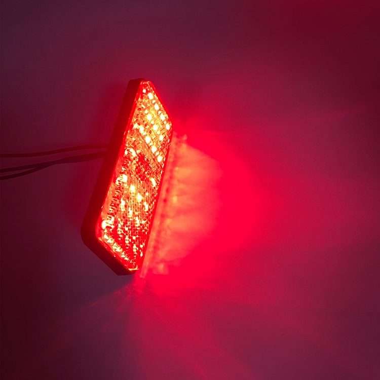 2 PCS Motorcycle Car Trailer DC 12-15V 24-LED Indicator Lamp Reflector Rectangle Marker ... (Red)