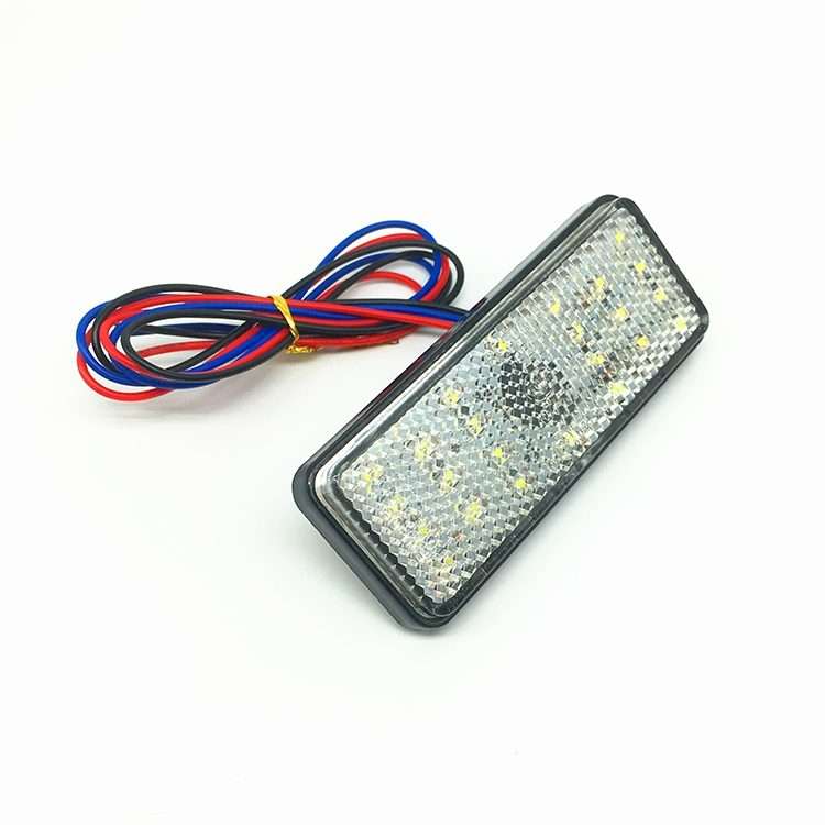 2 PCS Motorcycle Car Trailer DC 12-15V 24-LED Indicator Lamp Reflector Rectangle Marke ... (White)