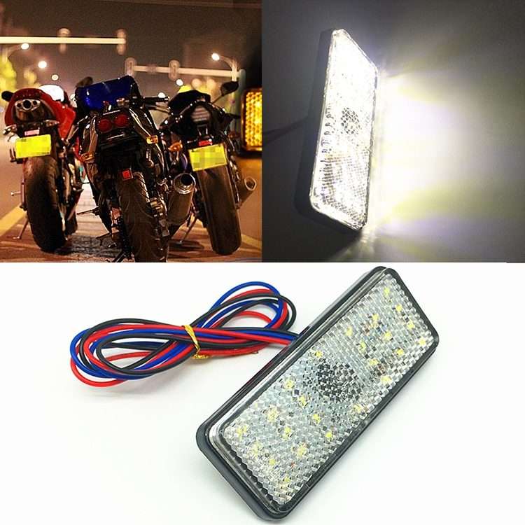 2 PCS Motorcycle Car Trailer DC 12-15V 24-LED Indicator Lamp Reflector Rectangle Marke ... (White)