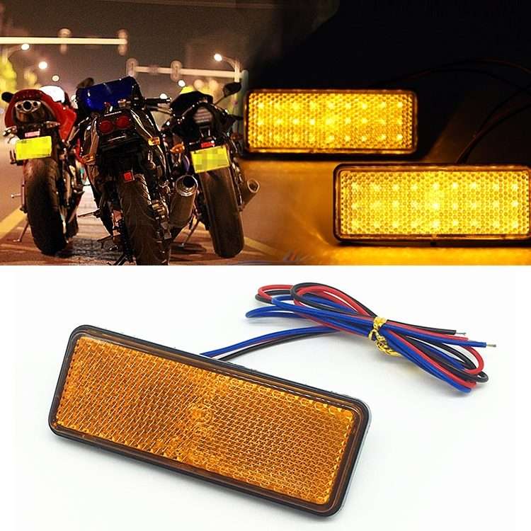 2 PCS Motorcycle Car Trailer DC 12-15V 24-LED Indicator Lamp Reflector Rectangle Mark ... (Yellow)