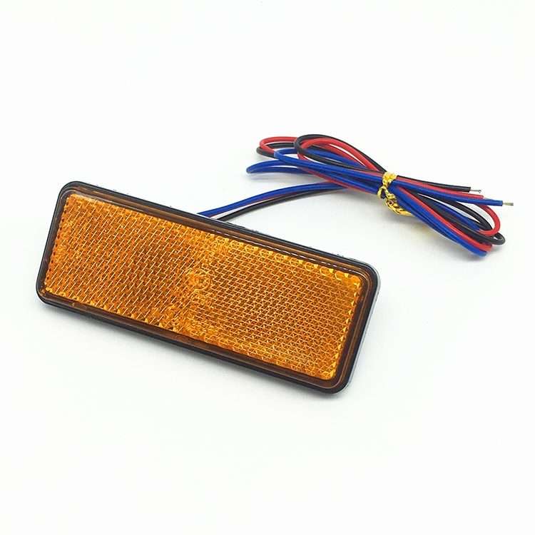 2 PCS Motorcycle Car Trailer DC 12-15V 24-LED Indicator Lamp Reflector Rectangle Mark ... (Yellow)