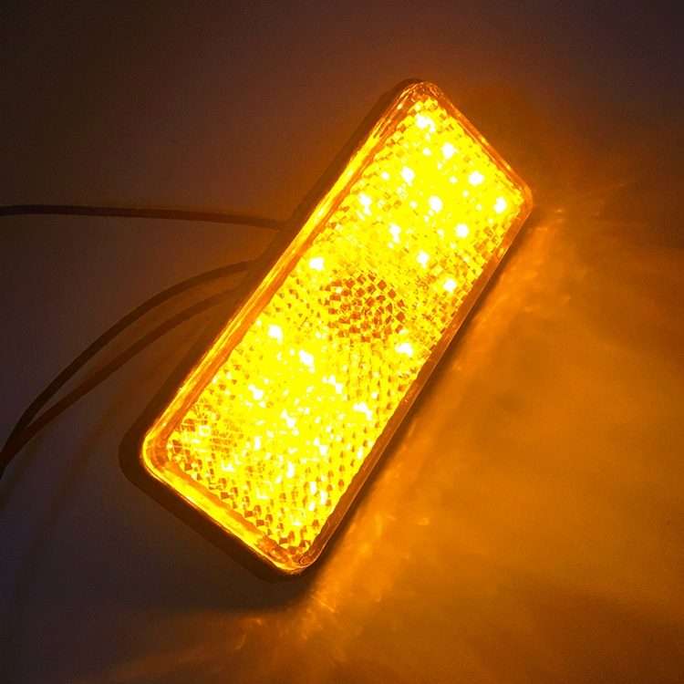 2 PCS Motorcycle Car Trailer DC 12-15V 24-LED Indicator Lamp Reflector Rectangle Mark ... (Yellow)