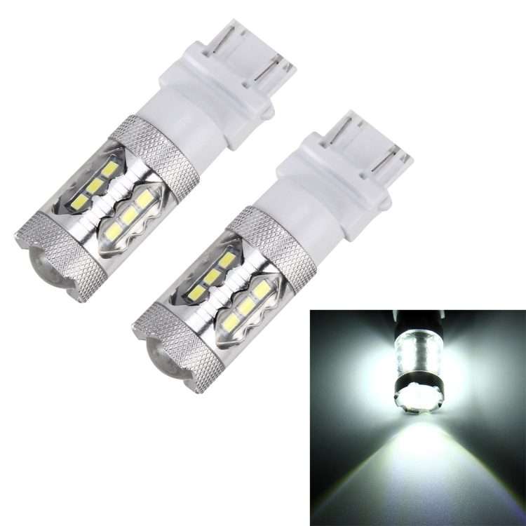 2 PCS T25 / 3156 5W 250LM 6000K Car Auto Turn Light Reversing Lights 16LEDs SMD ... (White Light)