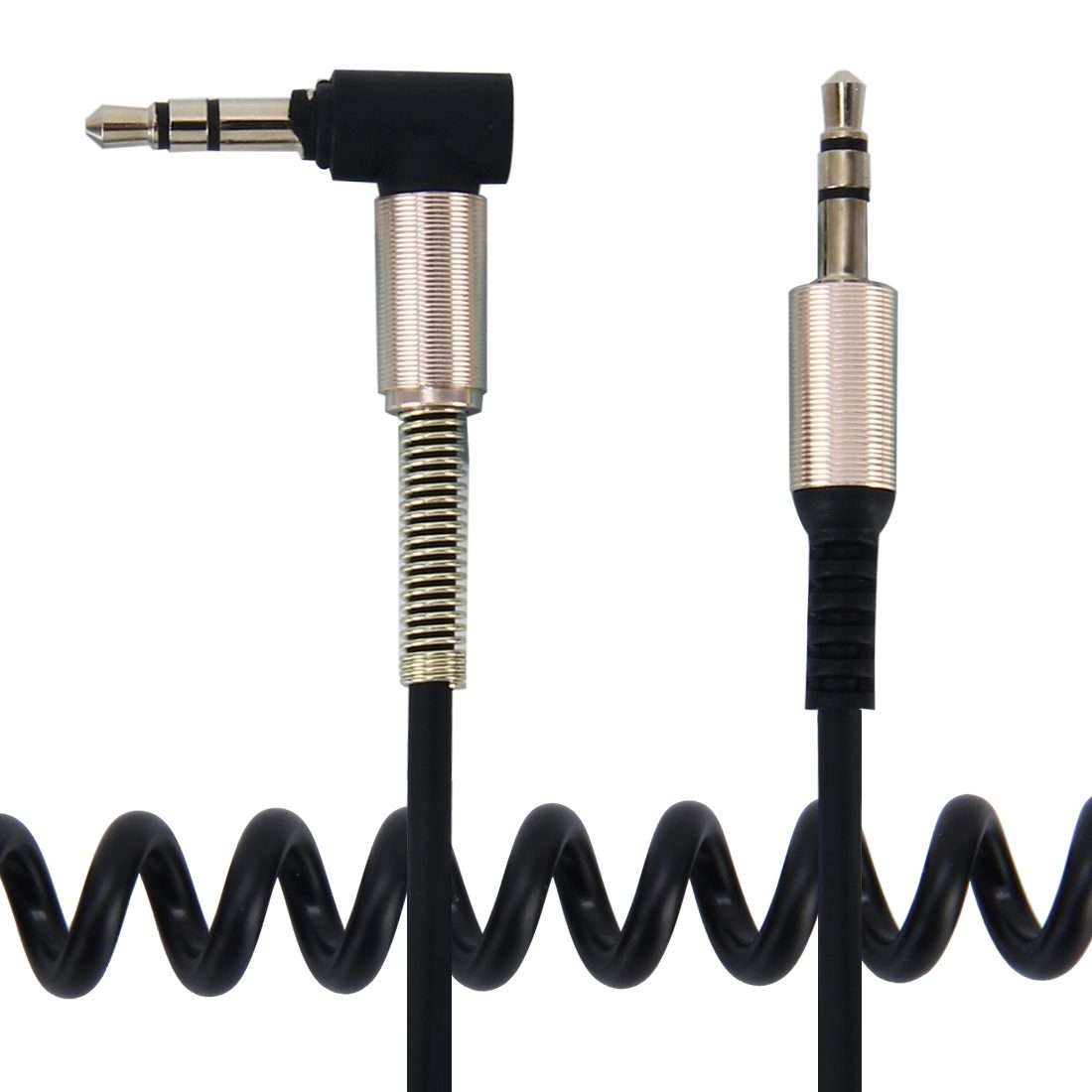 3.5mm 3-pole Male to Male Plug Audio AUX Retractable Coiled Cable, Length: 1.5m(Black)