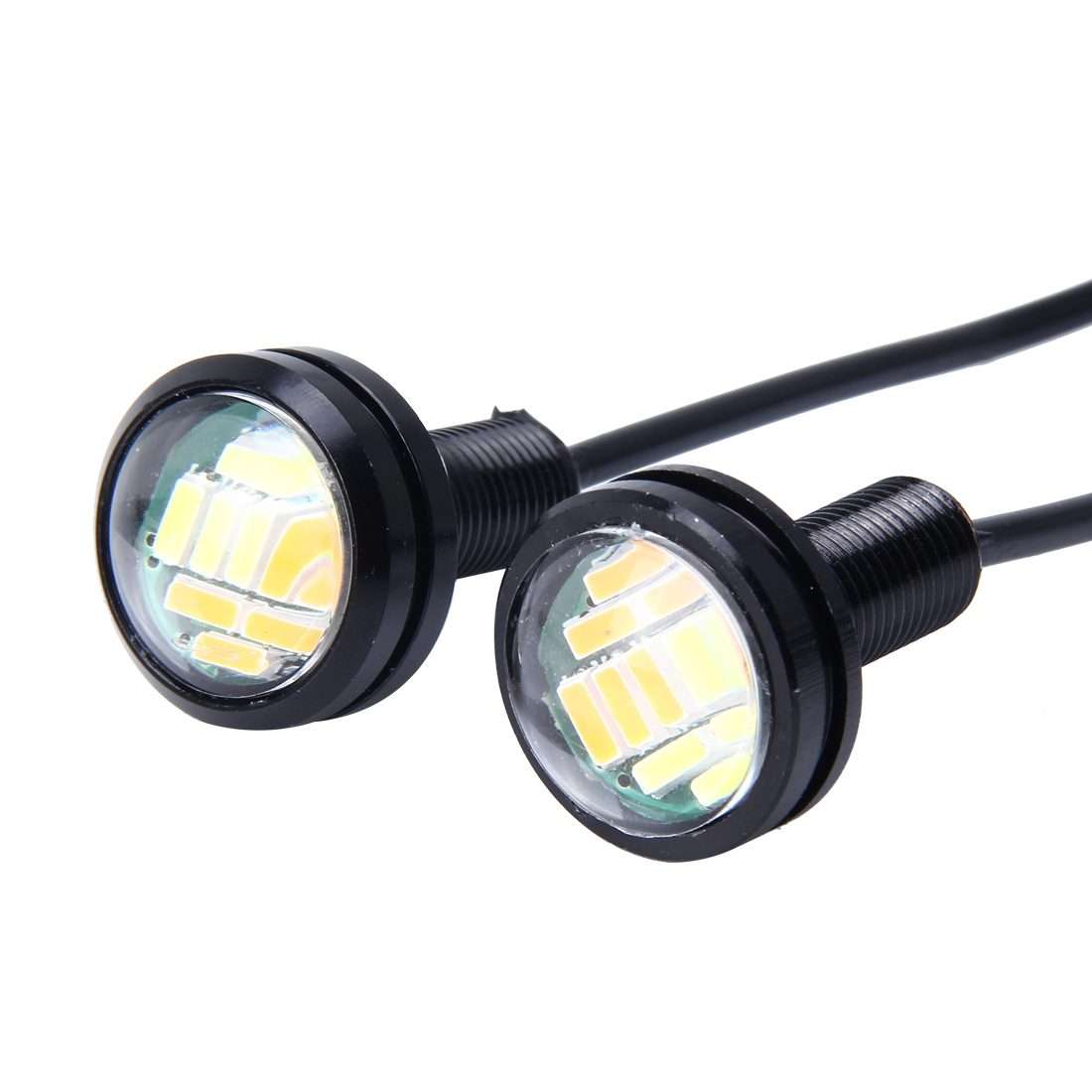 2 PCS 2W Car Auto Eagle Eyes Fog Light Turn Light with 12 SMD-4014 LED ... (White + Yellow Light)