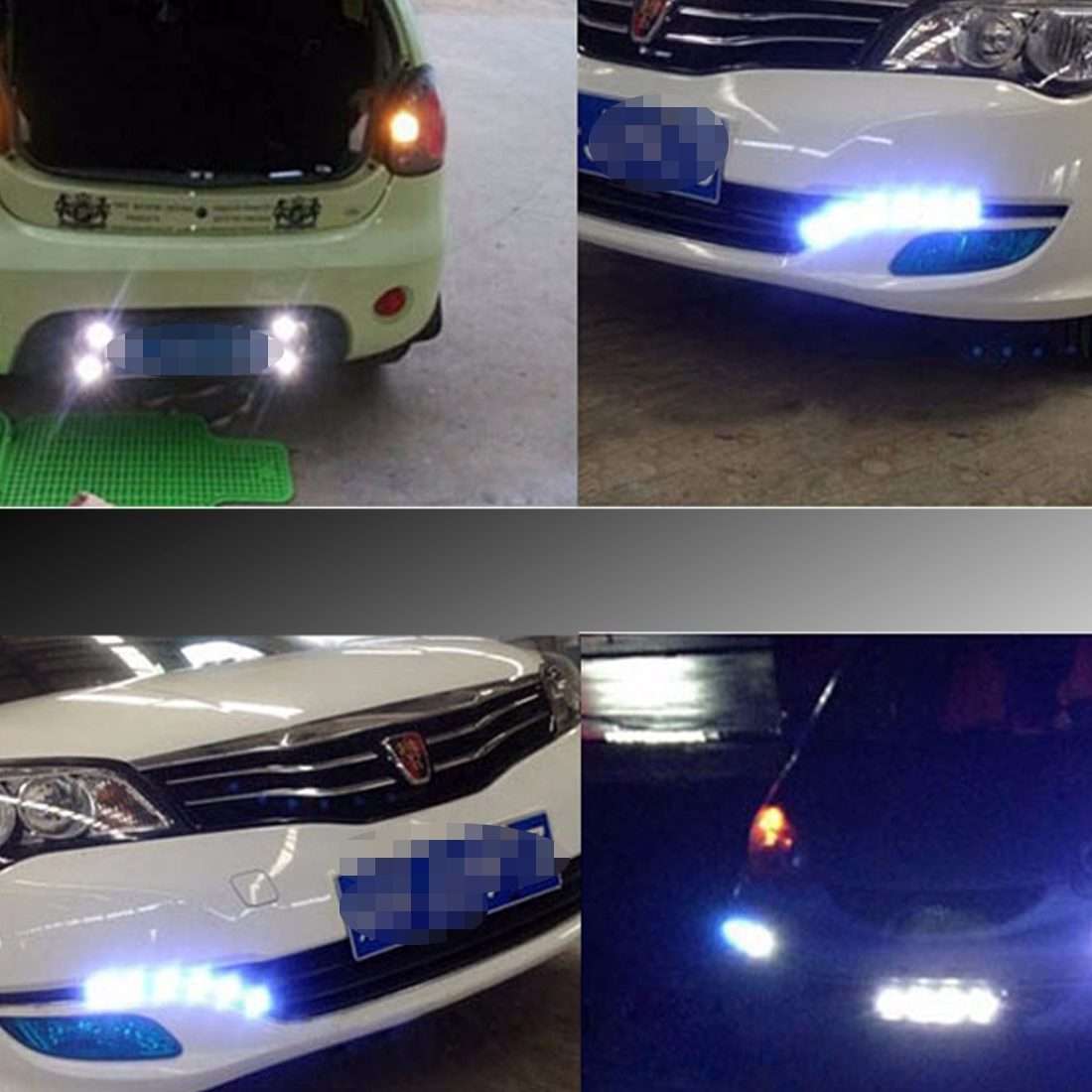 2 PCS 2W Car Auto Eagle Eyes Fog Light Turn Light with 12 SMD-4014 LED ... (White + Yellow Light)